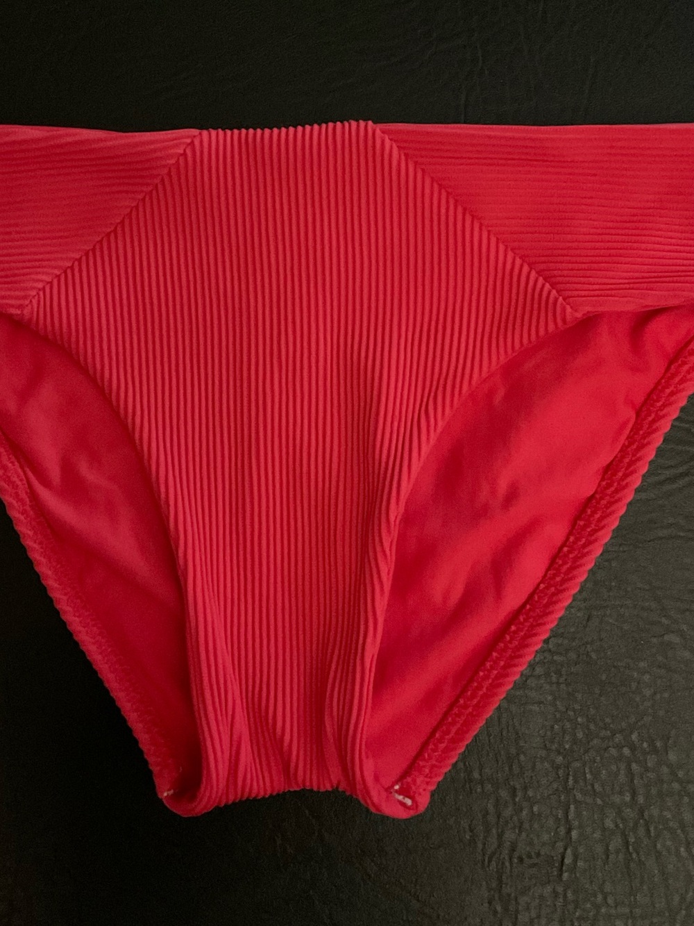 Luli Fama Red Ribbed Full Cut Bikini Bottom Size Small